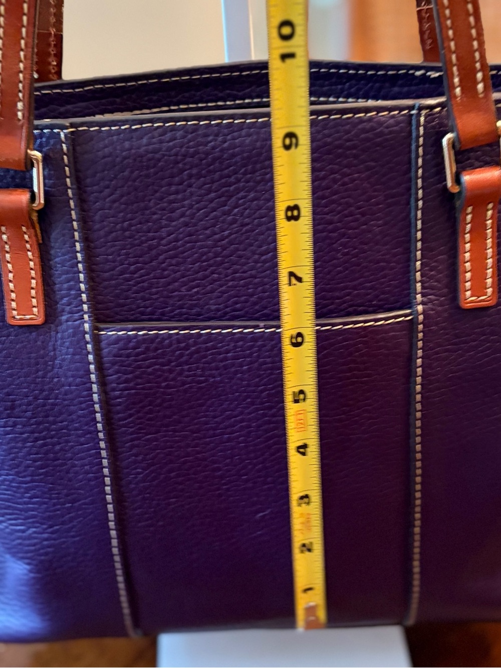 Perfectly Purple Dooney & Bourke “Lexington” Leather Tote Pebble Leather - Picture 7 of 10